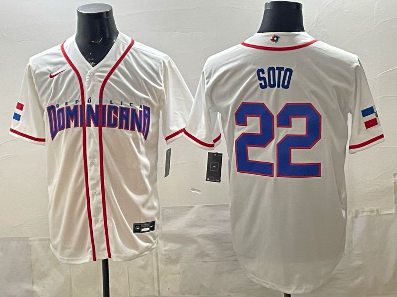 Men 2026 World Cub #22 Soto White Game Nike MLB Jersey style 001->more jerseys->MLB Jersey